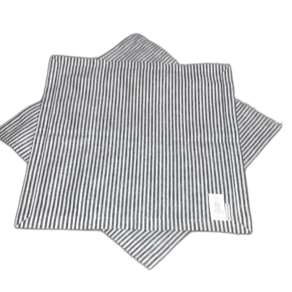 POTTERY BARN Wheaton 2 Striped Linen Cotton Napkins Gray White 20 x 20 inches